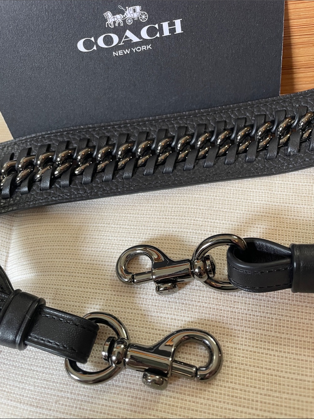 Coach Strap With Chain Detail in Gunmetal/Black - Picture 16 of 17